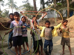 8am is circus time! Children in Fulbari village. 